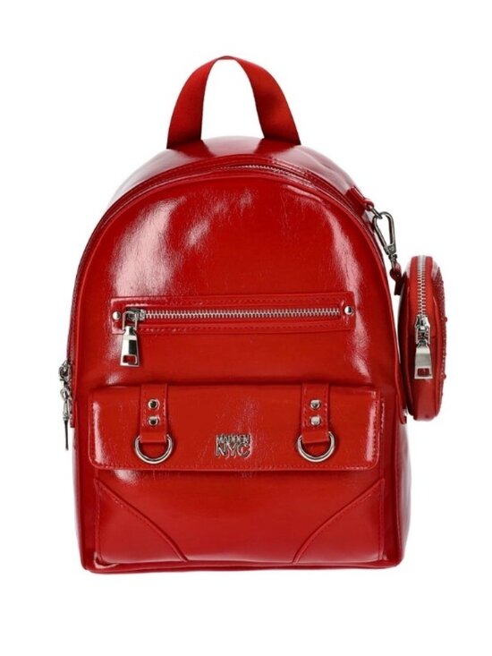 Madden Nyc Handbags - Madden NYC Red Backpack Adjustable Straps Zipper Closure Top Handle Logo